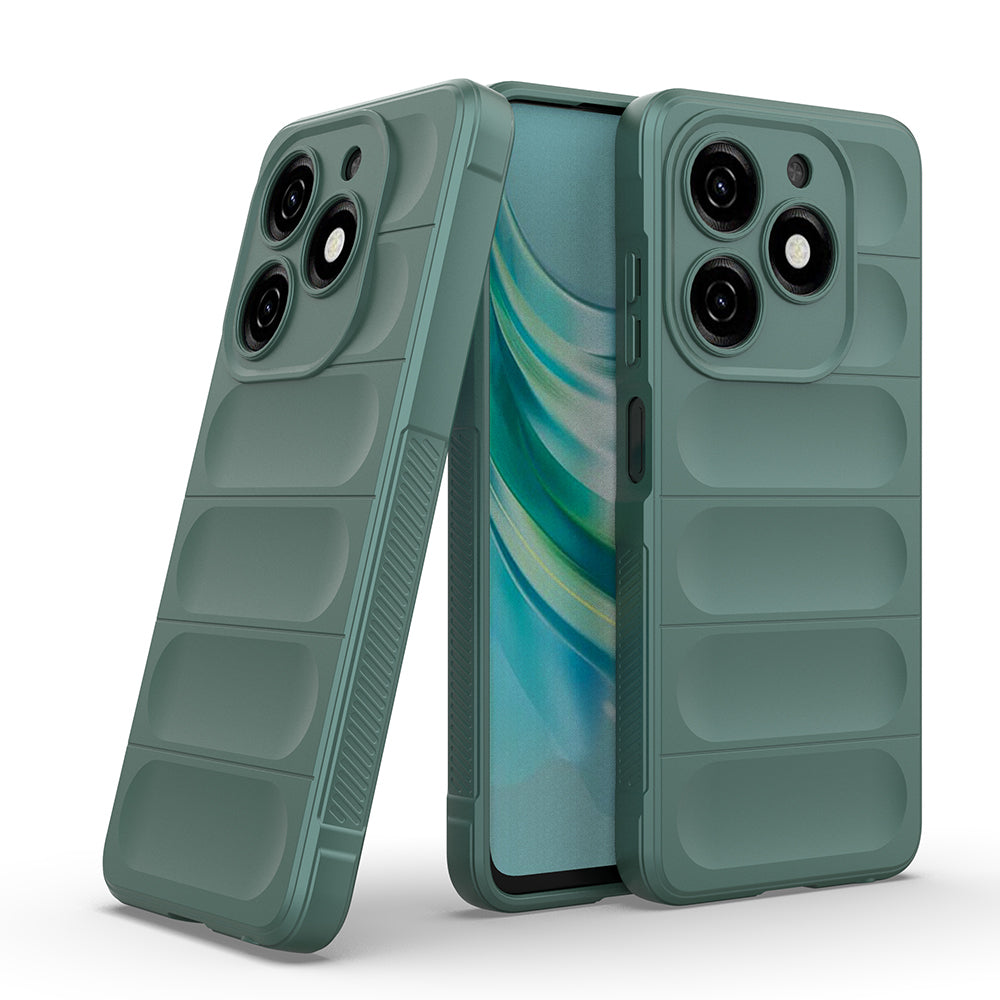 Tecno Spark 20C Kılıf Esnek TPU Oyuklu Arka Yüzey Tasarımlı Zore Etnik Silikon Kapak Koyu Yeşil