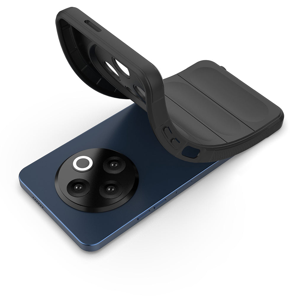 Tecno Spark 30 4G Kılıf Esnek TPU Oyuklu Arka Yüzey Tasarımlı Zore Etnik Silikon Kapak Siyah