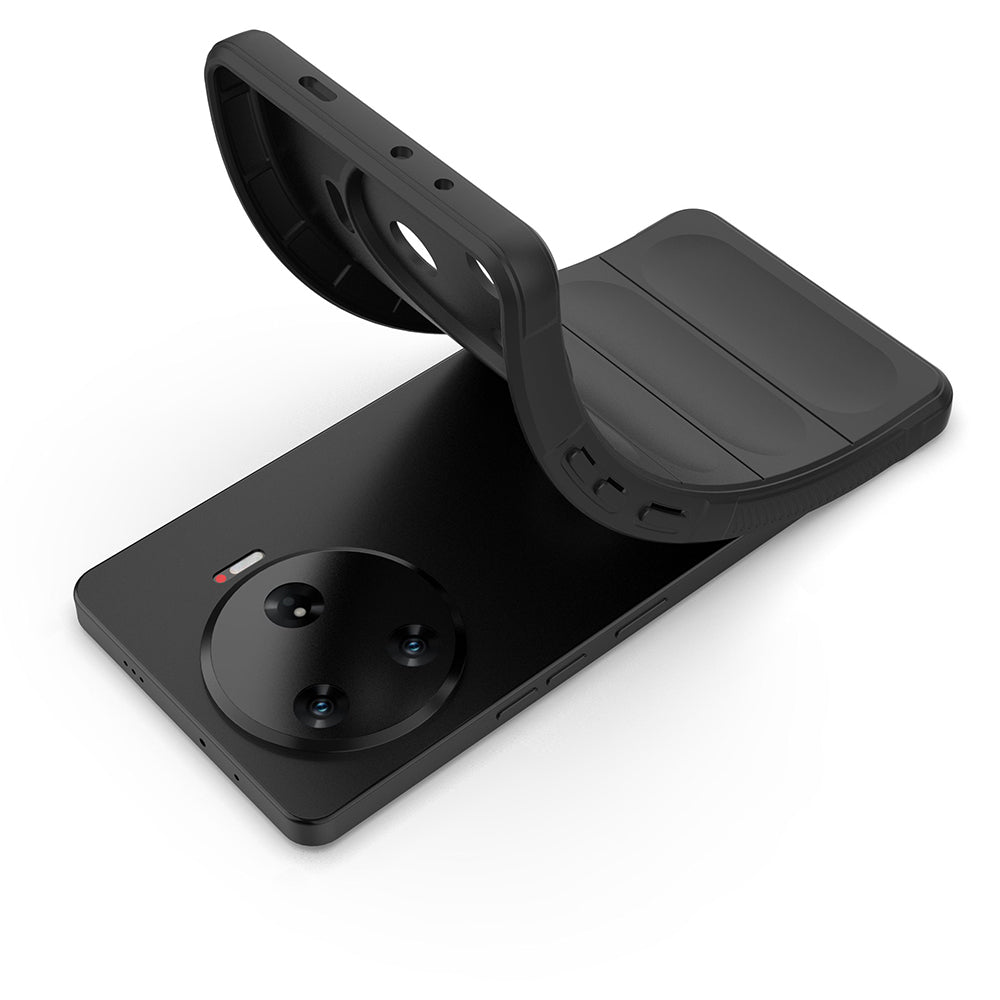 Tecno Spark 30 Pro Kılıf Esnek TPU Oyuklu Arka Yüzey Tasarımlı Zore Etnik Silikon Kapak Siyah