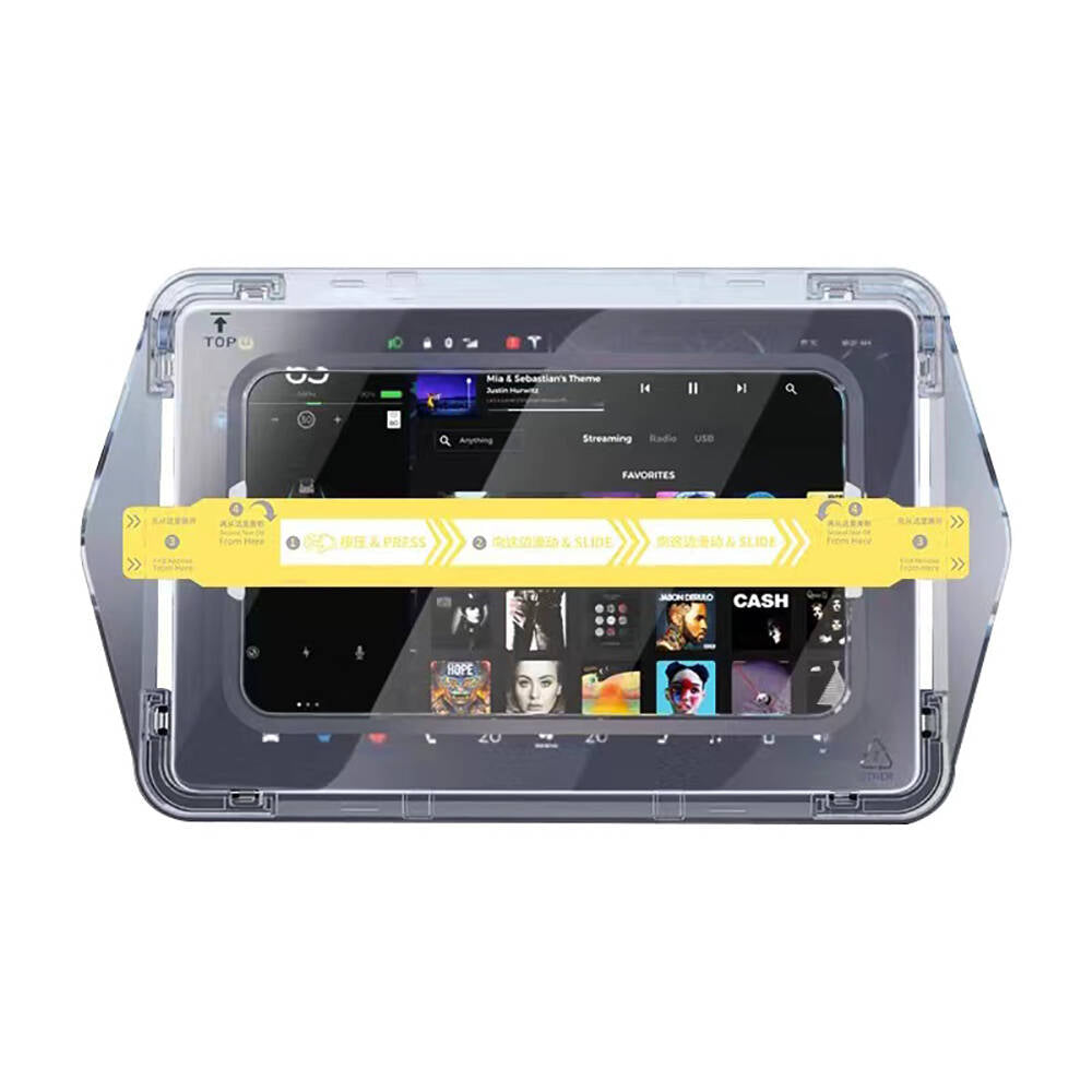 Tesla Model 3 Araç Multimedya Ekran Koruyucu AR Oleofobik Uygulama Aparatlı Zore Premium Temperli Cam Ekran Koruyucu Renksiz