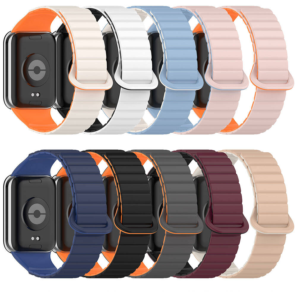 Xiaomi Mi Band 8 Pro Silikon Kordon Zore KRD-105 Strap Kayış Pembe-Turuncu