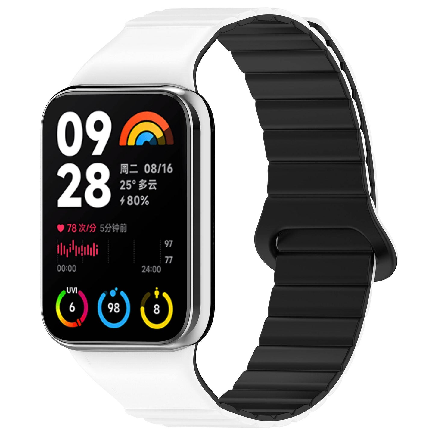 Xiaomi Mi Band 8 Pro Silikon Kordon Zore KRD-105 Strap Kayış Pembe-Turuncu