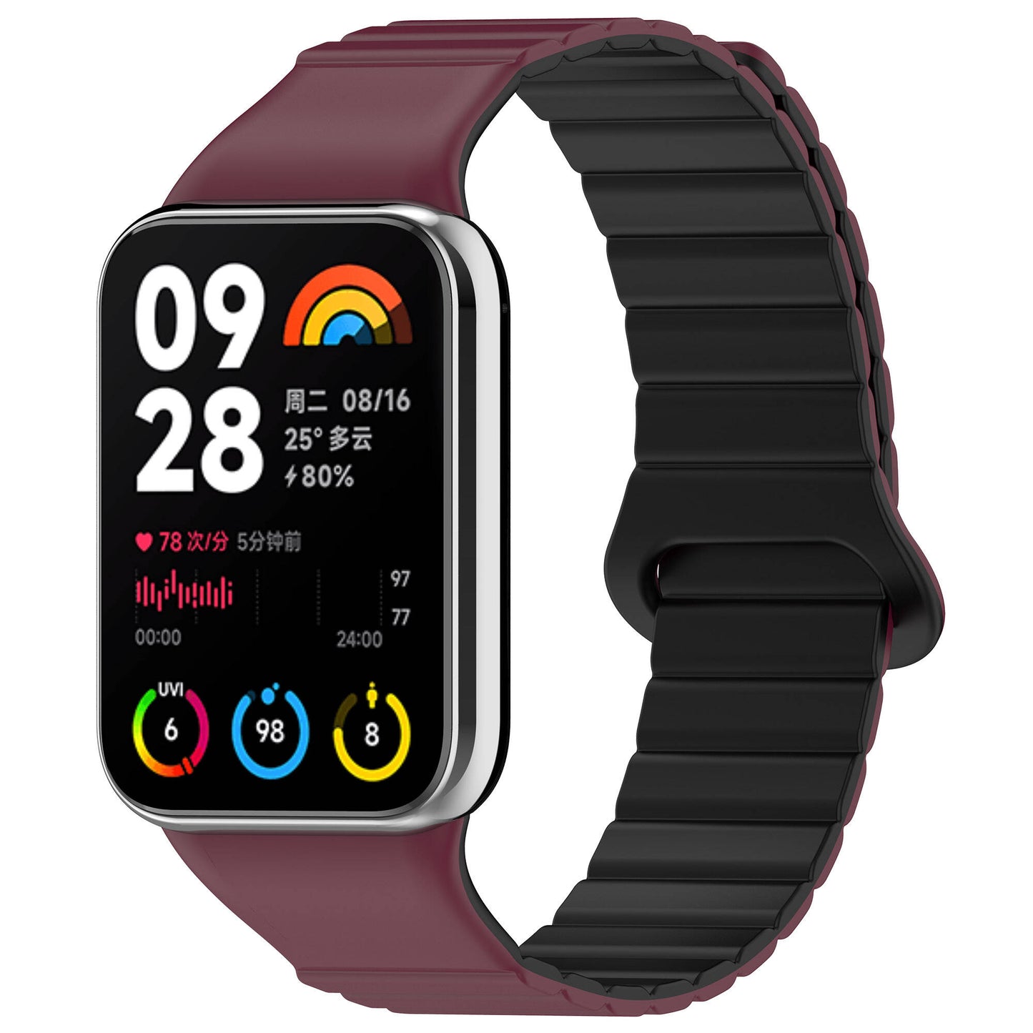 Xiaomi Mi Band 8 Pro Silikon Kordon Zore KRD-105 Strap Kayış Siyah-Turuncu