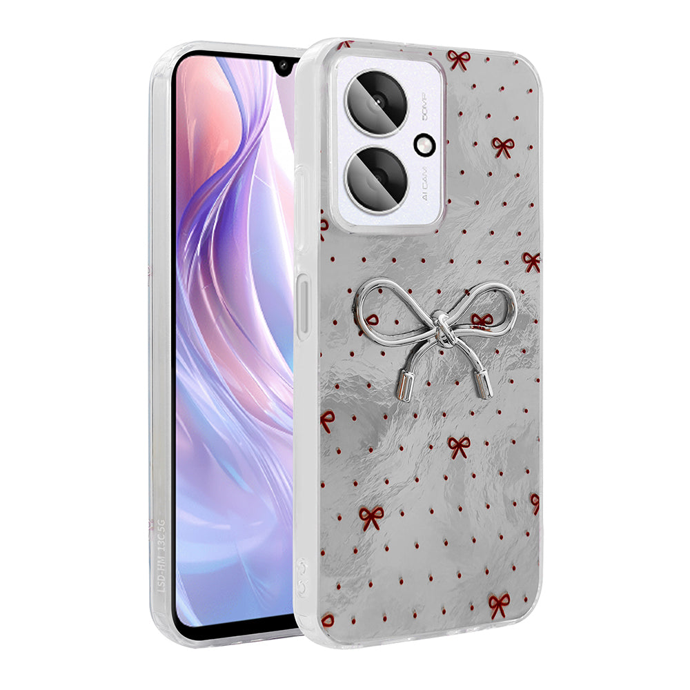 Xiaomi Poco C65 Kılıf Kamera Korumalı Figürlü Zore Ponti Silikon Kapak Beyaz