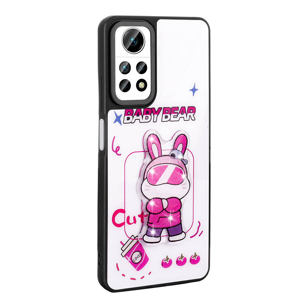 Xiaomi Redmi Note 12 Pro 4G Kılıf Parlayan Kabartmalı İkonik Figürlü Zore Amas Silikon Kapak Siyah