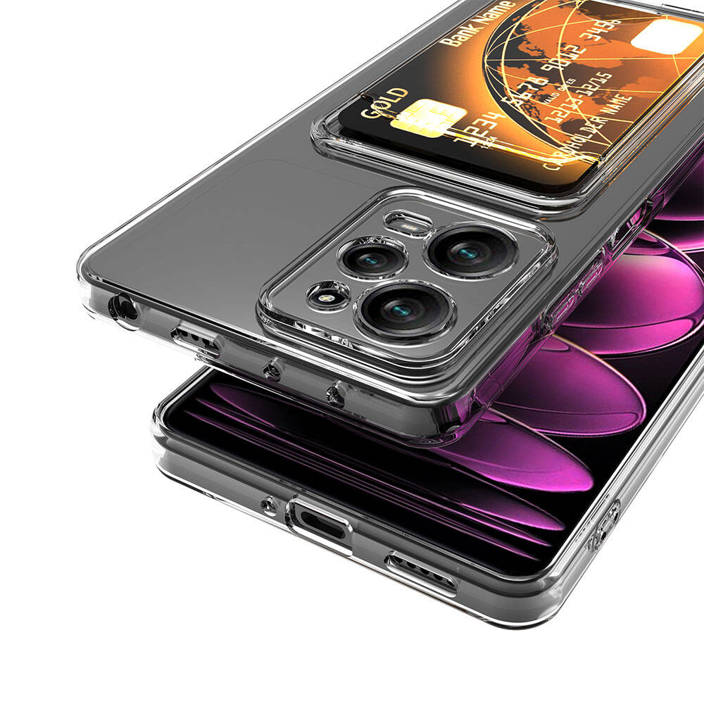 Xiaomi Redmi Note 12 Pro 5G Kılıf Kartlıklı Şeffaf Zore Setra Clear Silikon Kapak Renksiz