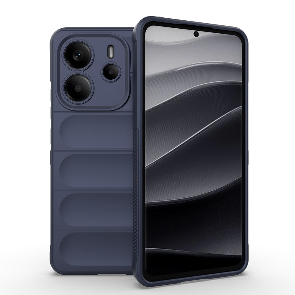 Xiaomi Redmi Note 14 4G Kılıf Esnek TPU Oyuklu Arka Yüzey Tasarımlı Zore Etnik Silikon Kapak Lacivert