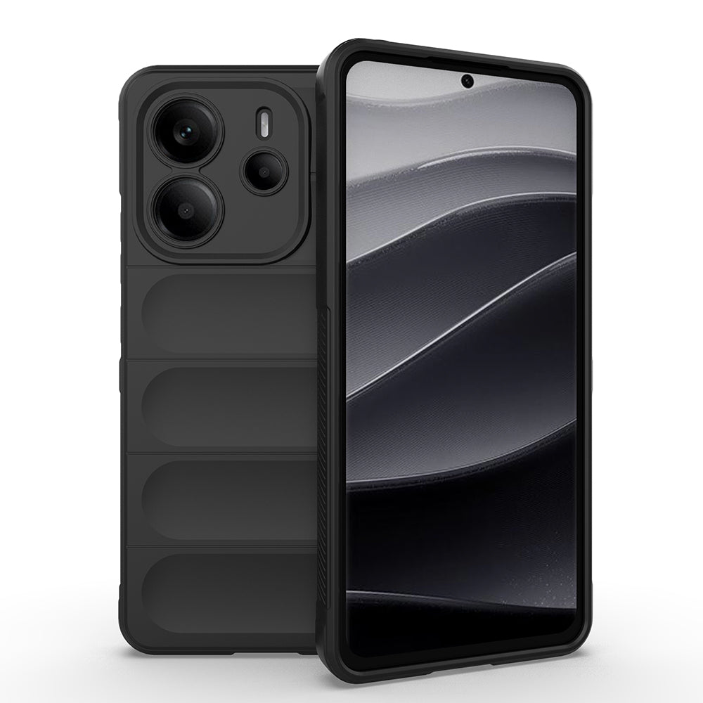 Xiaomi Redmi Note 14 4G Kılıf Esnek TPU Oyuklu Arka Yüzey Tasarımlı Zore Etnik Silikon Kapak Siyah