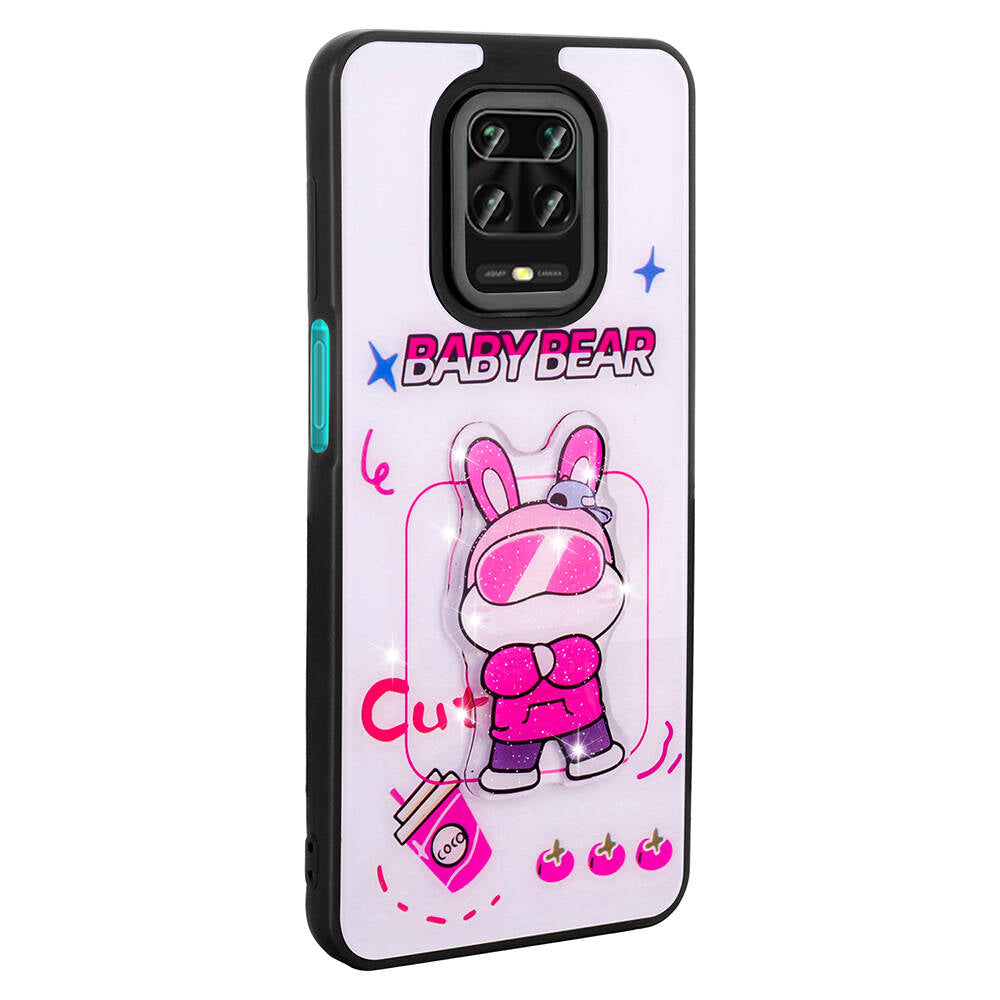 Xiaomi Redmi Note 9 Pro Kılıf Parlayan Kabartmalı İkonik Figürlü Zore Amas Silikon Kapak Siyah