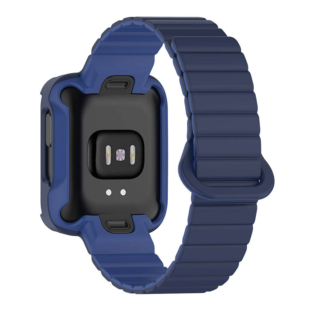 Xiaomi Redmi Watch 1 Silikon Kordon Zore KRD-105 Strap Kayış Koyu Kırmızı-Siyah