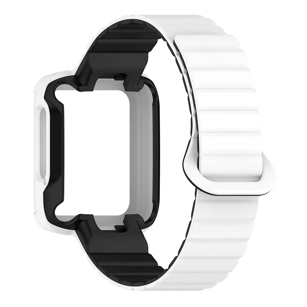 Xiaomi Redmi Watch 1 Silikon Kordon Zore KRD-105 Strap Kayış Koyu Kırmızı-Siyah