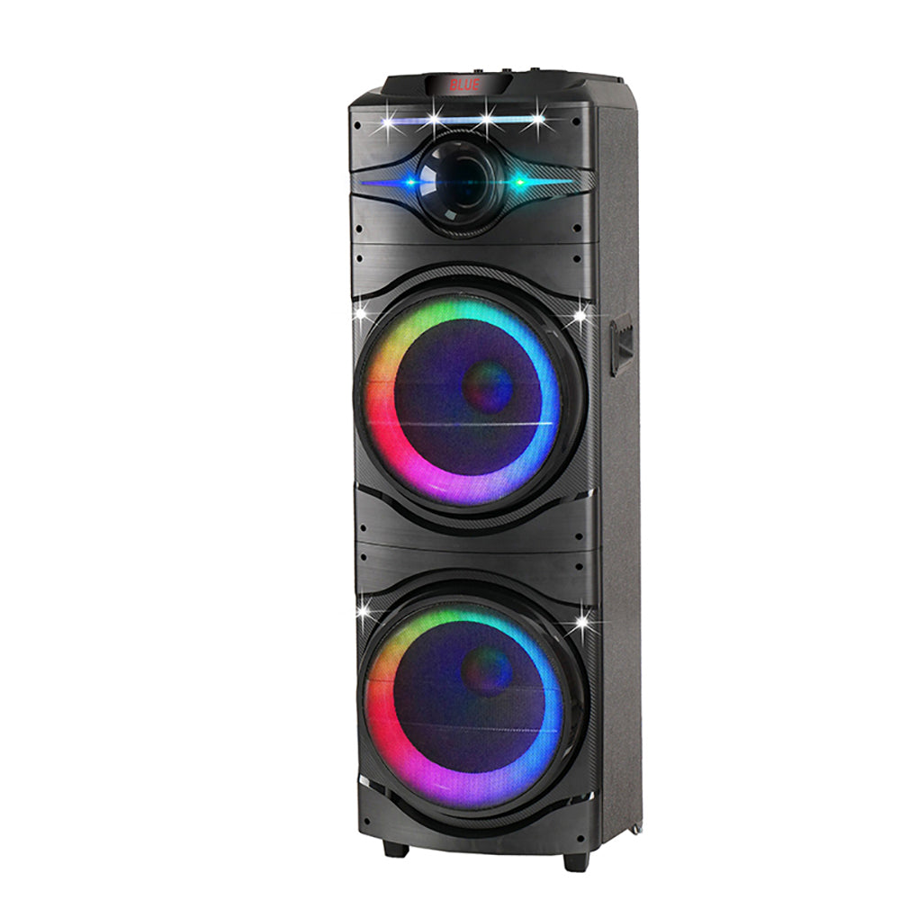 Zore GD-2016 Dijital LED Göstergeli FM Radyolu Mikrofonlu RGB TWS Çift 12 inç Stereo Bass Kablosuz Karaoke Hoparlör Siyah