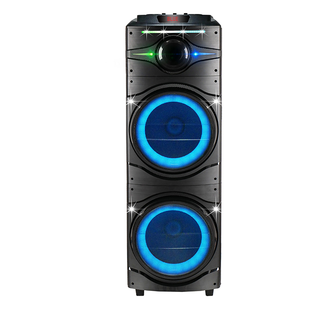 Zore GD-2016 Dijital LED Göstergeli FM Radyolu Mikrofonlu RGB TWS Çift 12 inç Stereo Bass Kablosuz Karaoke Hoparlör Siyah