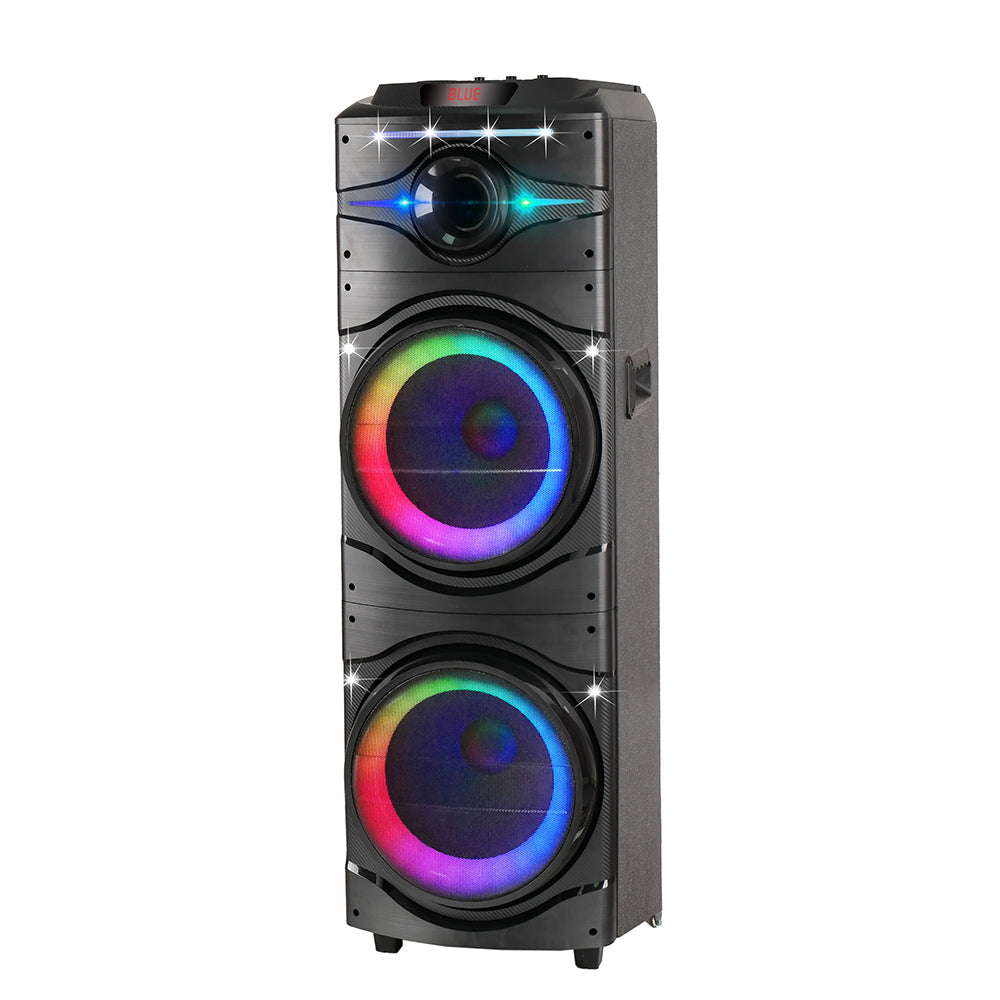 Zore GD-2016 Dijital LED Göstergeli FM Radyolu Mikrofonlu RGB TWS Çift 12 inç Stereo Bass Kablosuz Karaoke Hoparlör Siyah