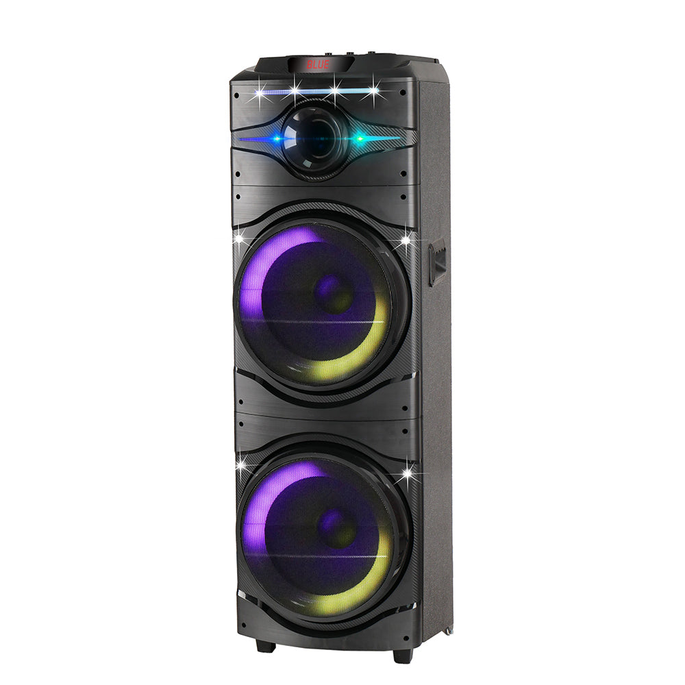 Zore GD-2016 Dijital LED Göstergeli FM Radyolu Mikrofonlu RGB TWS Çift 12 inç Stereo Bass Kablosuz Karaoke Hoparlör Siyah