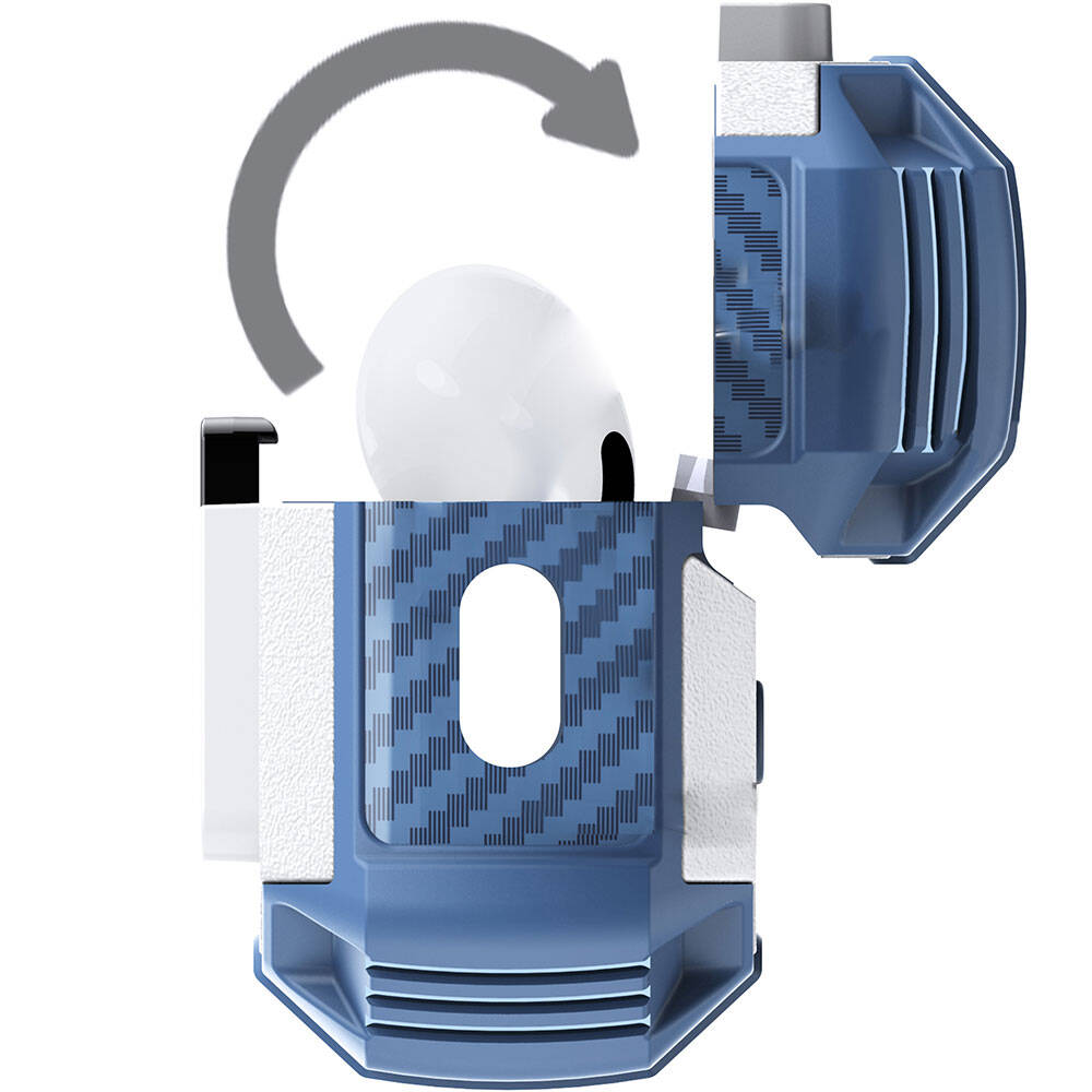 Apple Airpods 3. Nesil Zore Airbag 35 Darbelere Karşı Dayanıklı Düğmeli Kılıf Mavi