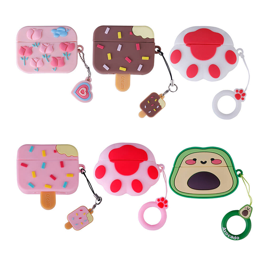 Apple Airpods Pro 2 Zore TPU Kabartma Figürlü İpli Airbag 37 Silikon Kılıf Kahverengi