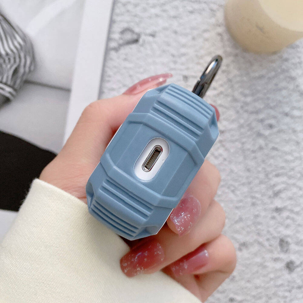 Apple Airpods Zore Airbag 35 Darbelere Karşı Dayanıklı Düğmeli Kılıf Mavi