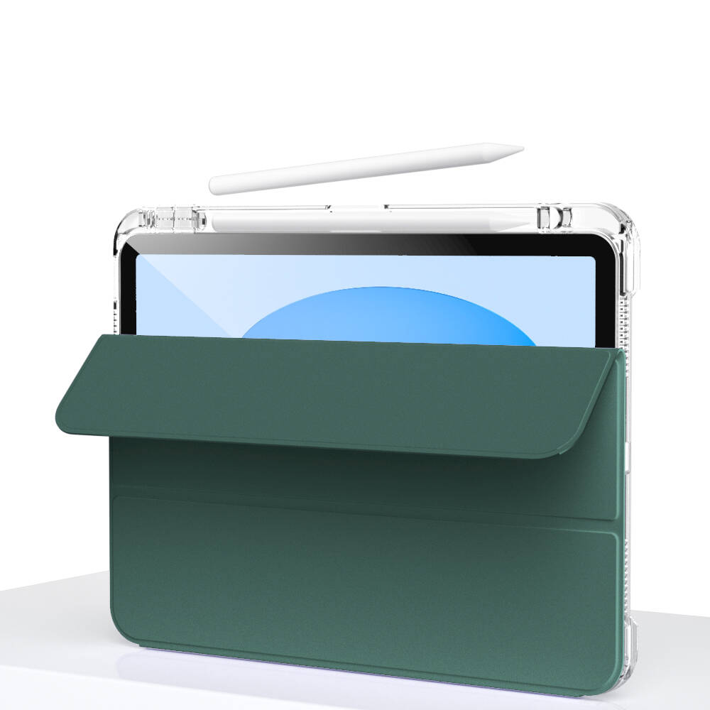 Apple iPad 10.9 2022 (10.Nesil) Kılıf Magnetik Ayrılabilen Airbagli Zore Sliding Tablet Kılıfı Açık Yeşil