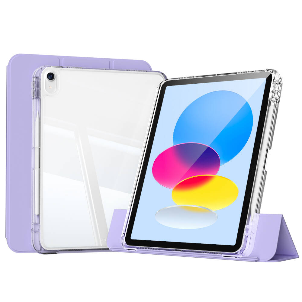 Apple iPad 11.Nesil 2025 Kılıf Magnetik Ayrılabilen Airbagli Zore Sliding Tablet Kılıfı Lavender