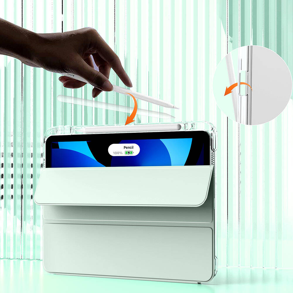 Apple iPad Air 11 2024 Kılıf Magnetik Ayrılabilen Airbagli Zore Sliding Tablet Kılıfı Pembe Açık