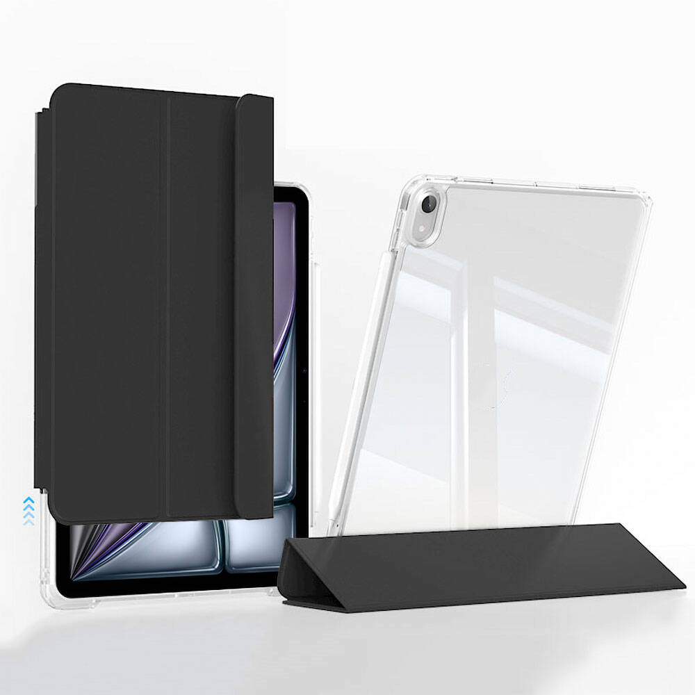 Apple iPad Air 11 2024 Kılıf Magnetik Ayrılabilen Airbagli Zore Sliding Tablet Kılıfı Siyah