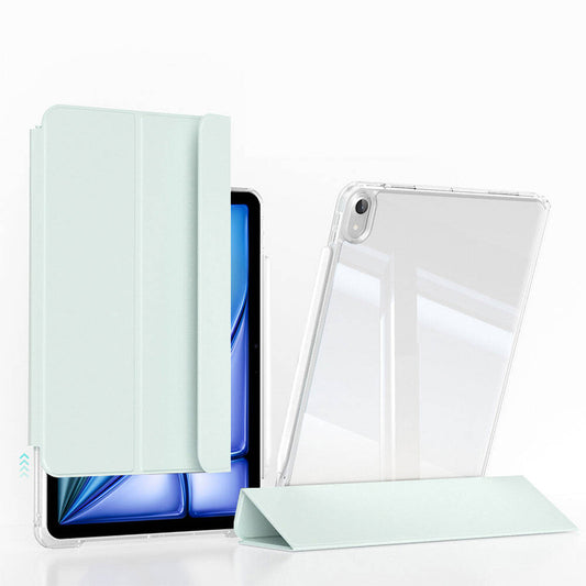 Apple iPad Air 13 2024 Kılıf Magnetik Ayrılabilen Airbagli Zore Sliding Tablet Kılıfı Açık Yeşil