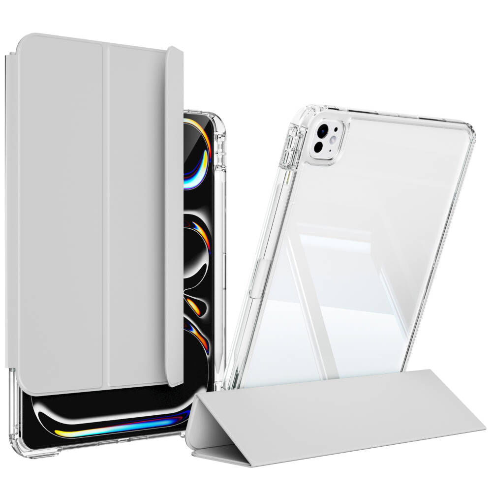 Apple iPad Pro 11 2024 Kılıf Magnetik Ayrılabilen Airbagli Zore Sliding Tablet Kılıfı Gri