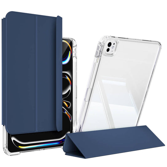 Apple iPad Pro 13 2024 Kılıf Magnetik Ayrılabilen Airbagli Zore Sliding Tablet Kılıfı Lacivert