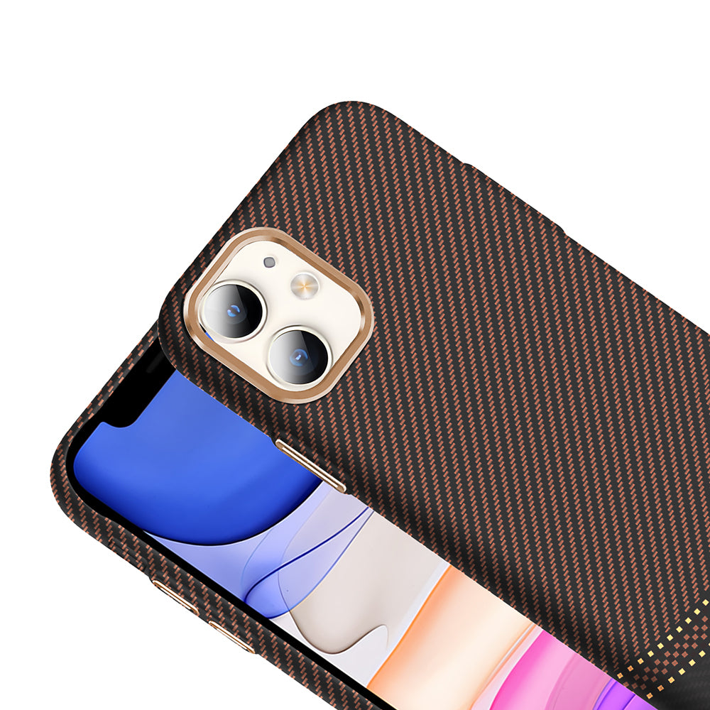 Apple iPhone 11 Kılıf M-safe Şarj Özellikli Karbon Fiber Görünümlü Zore Gros Kapak Lacivert