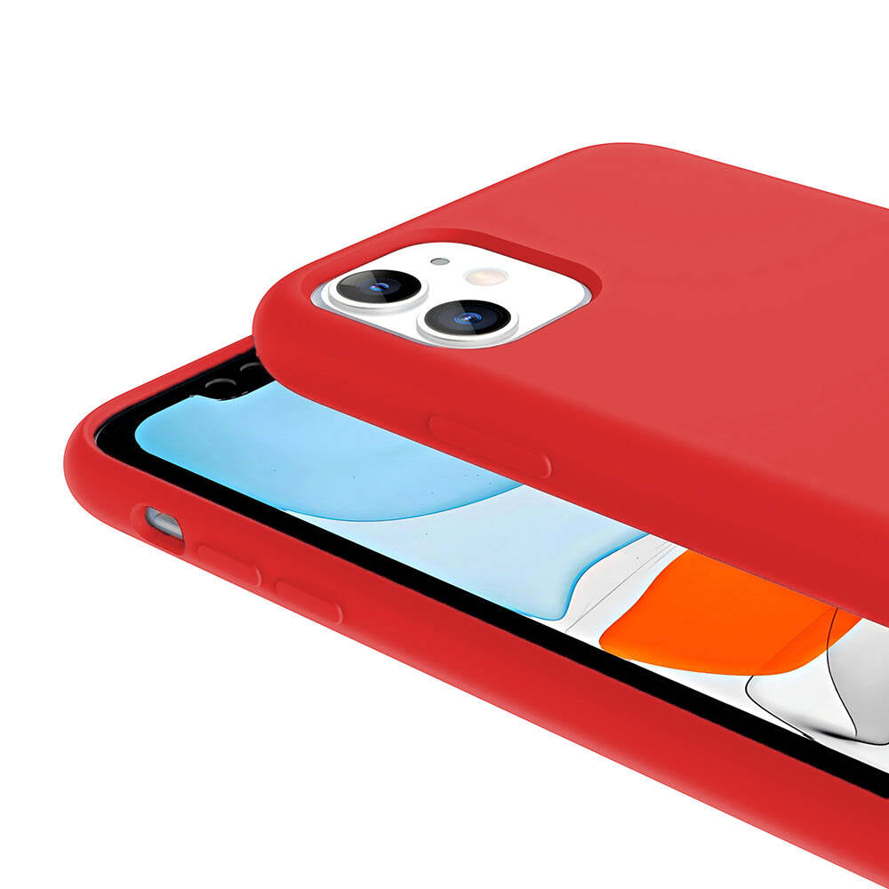 Apple iPhone 11 Kılıf M-safe Şarj Özellikli Sıvı Teknolojili Silinebilir Sert Zore Kivi Kapak Kırmızı