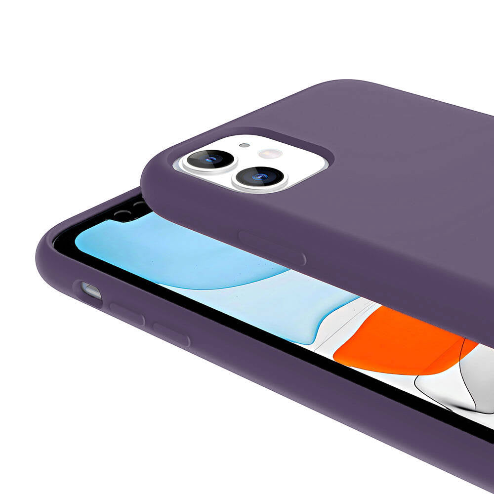 Apple iPhone 11 Kılıf M-safe Şarj Özellikli Sıvı Teknolojili Silinebilir Sert Zore Kivi Kapak Koyu Gri