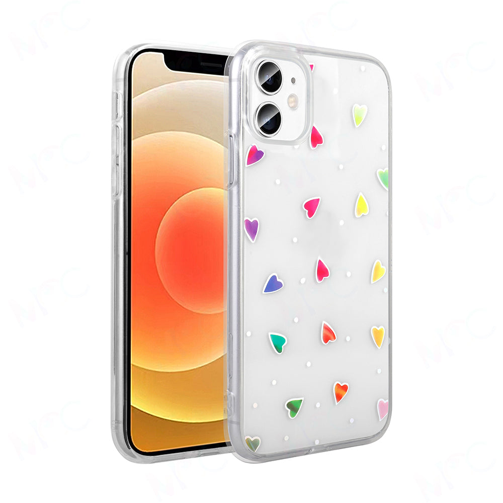 Apple iPhone 11 Kılıf Şeffaf Figürlü Zore Folk Sert Kapak Kalp