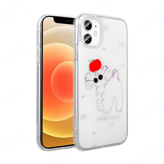 Apple iPhone 11 Kılıf Şeffaf Figürlü Zore Folk Sert Kapak Sevimli Köpek