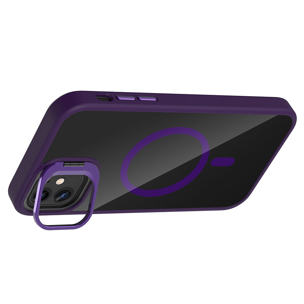 Apple iPhone 11 Kılıf Standlı ve Kamera Lens Hediyeli M-Safe Şarj Özellikli Zore Etro Kapak Desert Titanyum