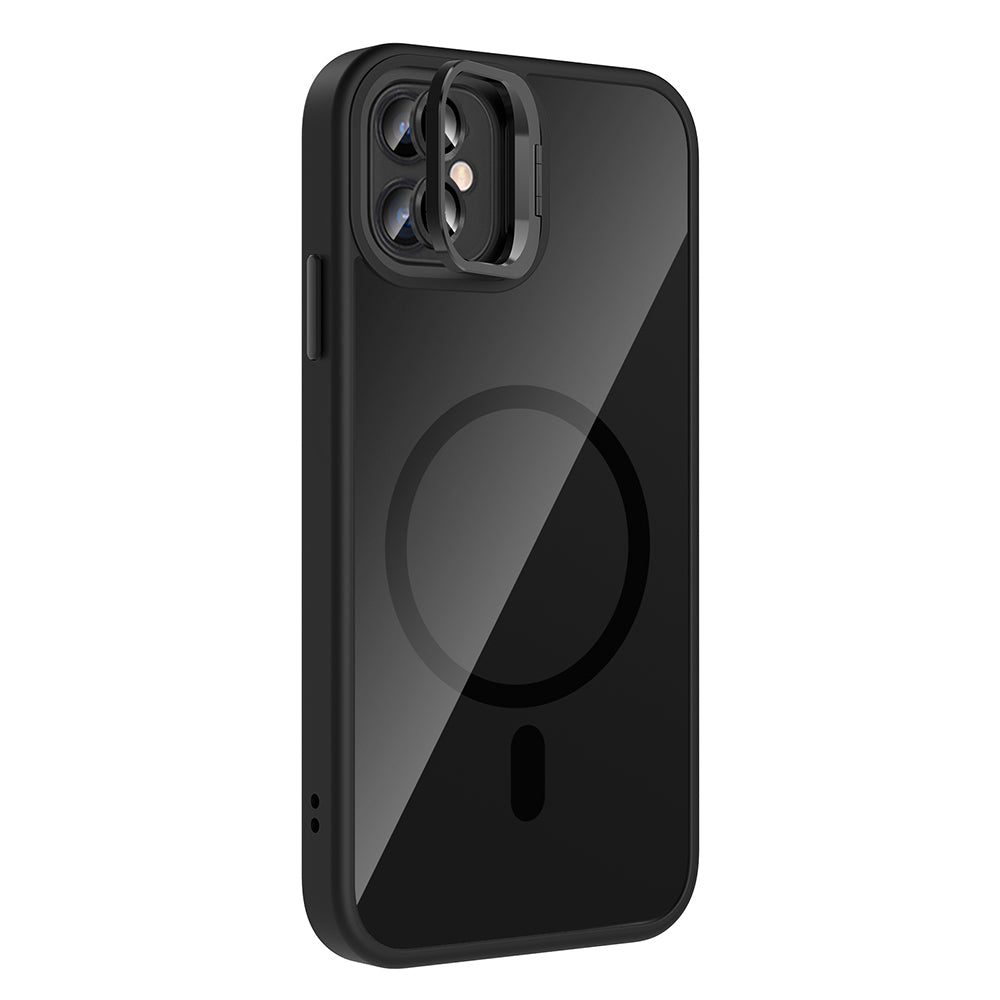 Apple iPhone 11 Kılıf Standlı ve Kamera Lens Hediyeli M-Safe Şarj Özellikli Zore Etro Kapak Desert Titanyum