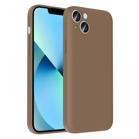 Apple iPhone 13 Kılıf Kamera Korumalı Kartlık Hazneli Zore Vitra Kapak Kahverengi