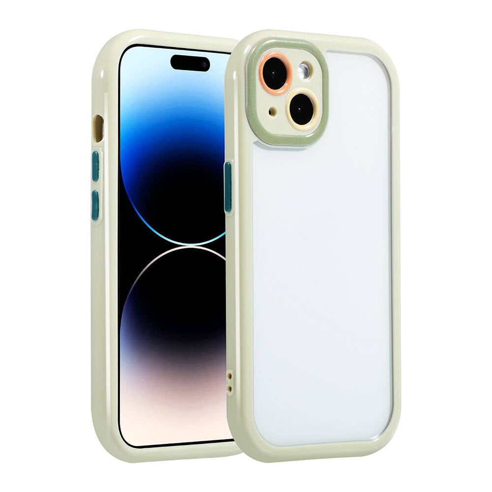 Apple iPhone 13 Kılıf Kamera Korumalı Renkli Kenar ve Çerçeve Tasarımlı Zore Vitamin Kapak Yeşil