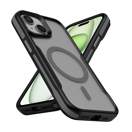 Apple iPhone 13 Kılıf M-safe Şarj Özellikli Renkli Kenar Airbag Şeritli Zore Lamer Kapak Gri