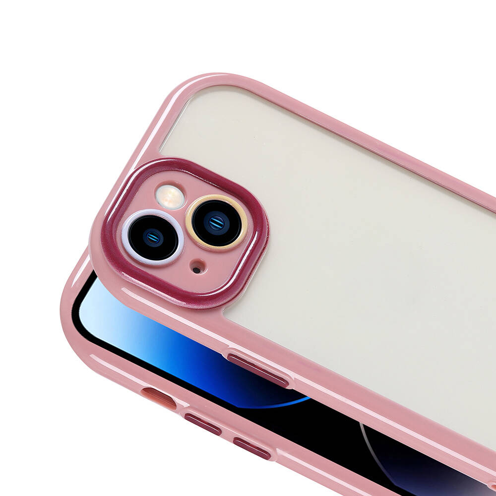 Apple iPhone 14 Kılıf Kamera Korumalı Renkli Kenar ve Çerçeve Tasarımlı Zore Vitamin Kapak Mürdüm