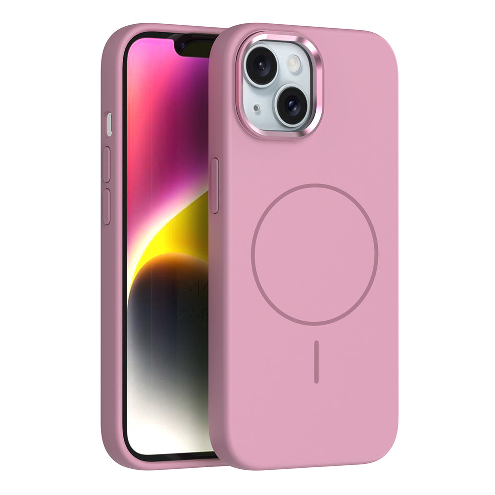 Apple iPhone 14 Kılıf M-Safe Şarj Özellikli Metal Kamera Çerçeveli Zore Edi Silikon Kapak Siyah