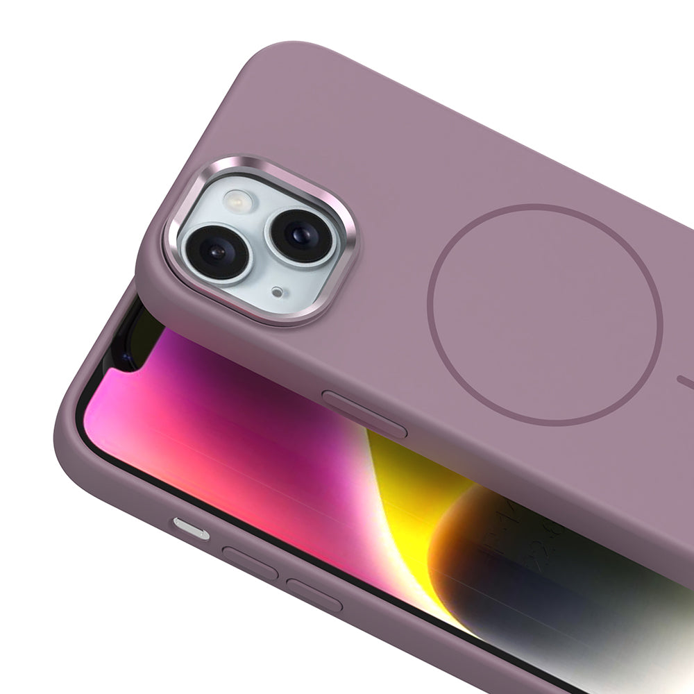 Apple iPhone 14 Kılıf M-Safe Şarj Özellikli Metal Kamera Çerçeveli Zore Edi Silikon Kapak Siyah