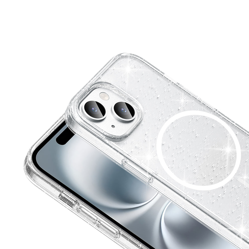 Apple iPhone 14 Kılıf M-safe Şarj Özellikli Parlayan Simli Saydam Renkli Zore Maris Kapak Şeffaf