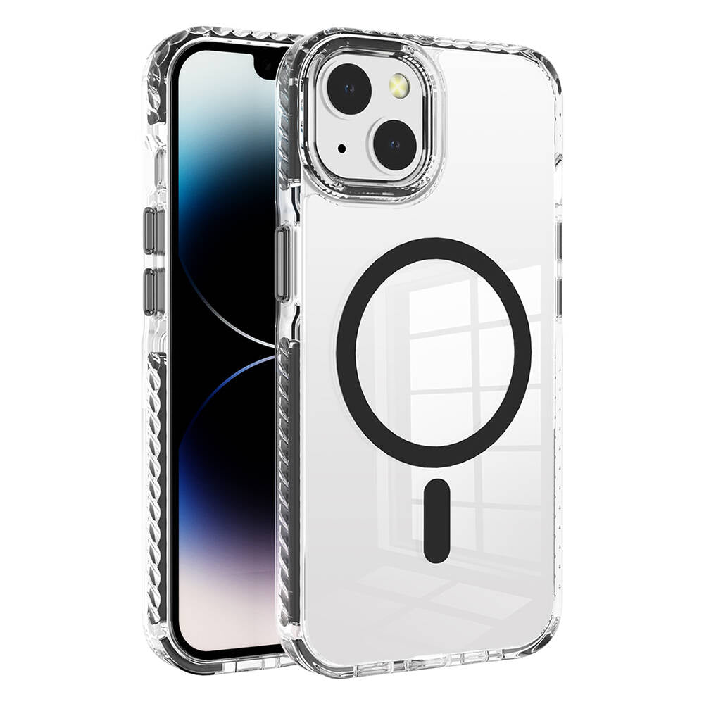 Apple iPhone 14 Kılıf M-safe Şarj Özellikli Airbagli Takılabilir Askı Aparatlı Zore Nana Kapak Siyah