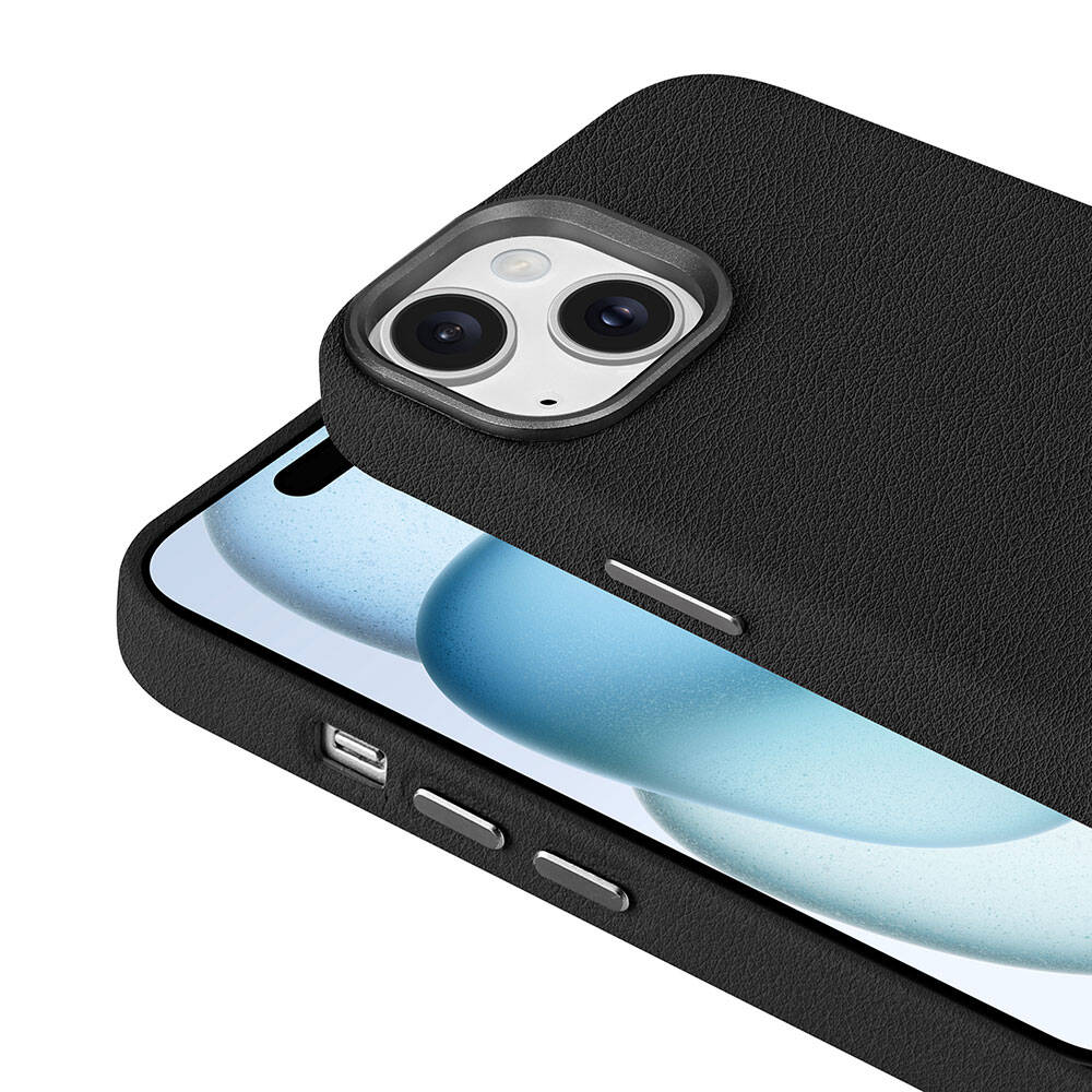 Apple iPhone 14 Kılıf M-safe Şarj Özellikli PU Deri Zore Adora Kapak Koyu Gri