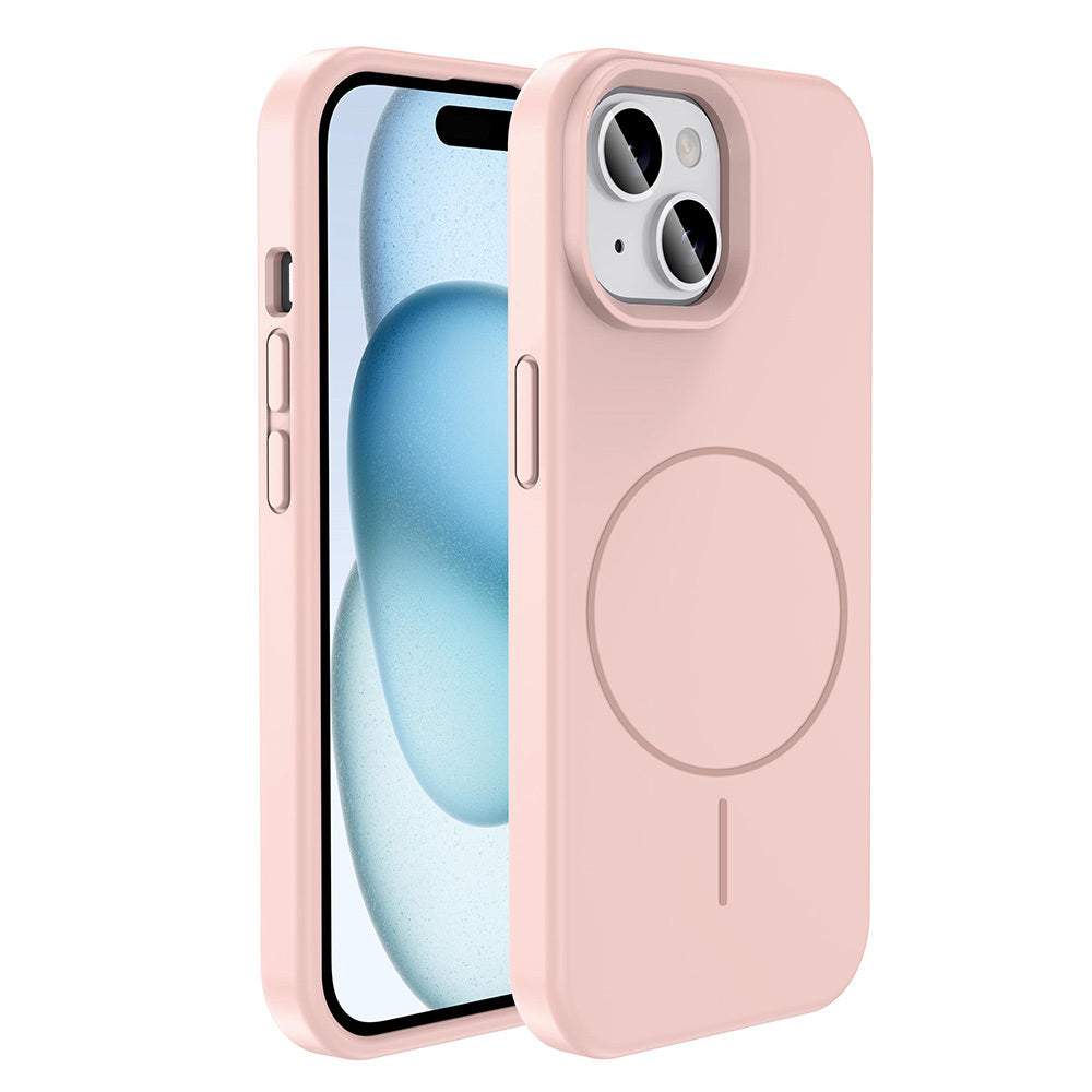 Apple iPhone 14 Kılıf M-safe Şarj Özellikli Sıvı Teknolojili Silinebilir Sert Zore Kivi Kapak Kırmızı