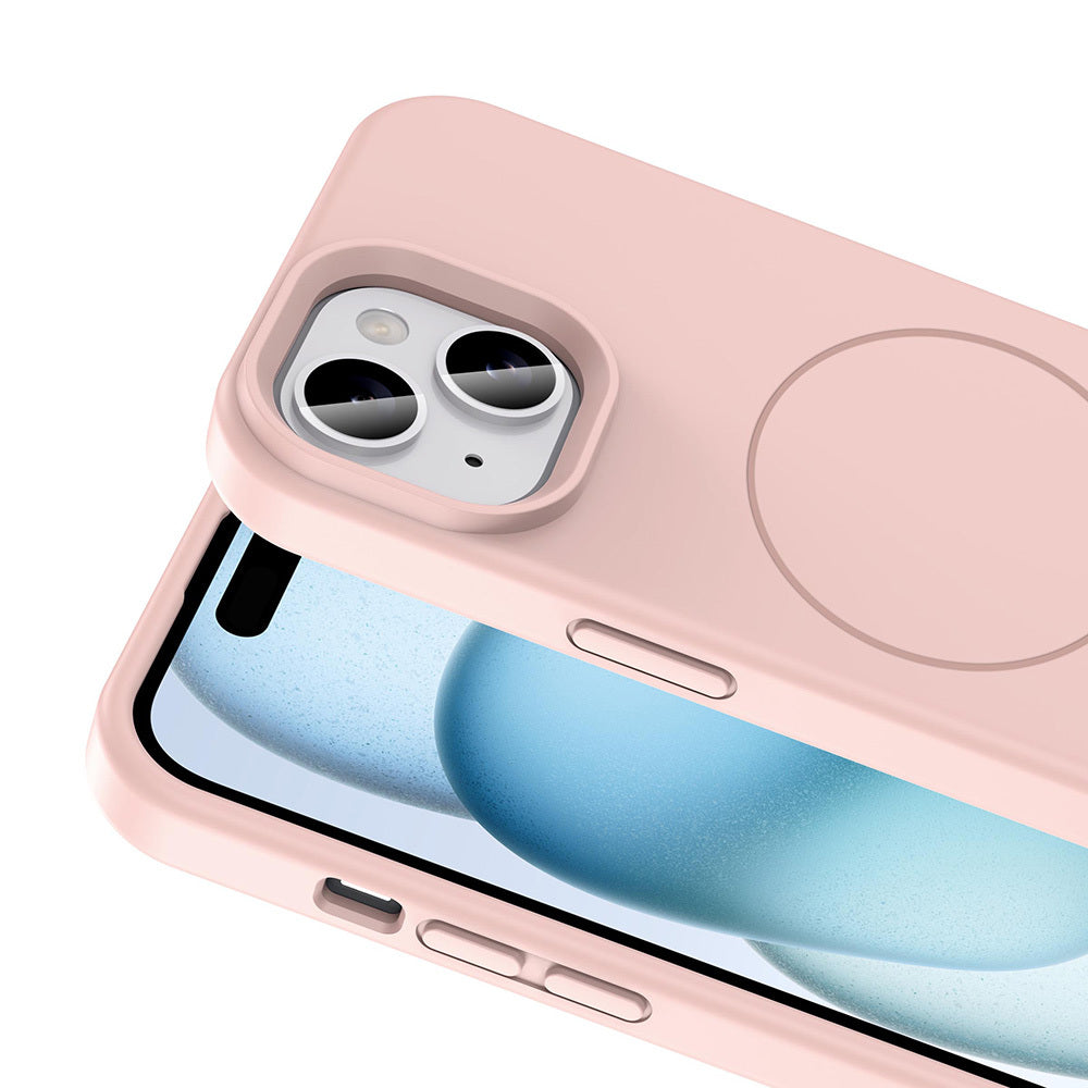 Apple iPhone 14 Kılıf M-safe Şarj Özellikli Sıvı Teknolojili Silinebilir Sert Zore Kivi Kapak Kırmızı