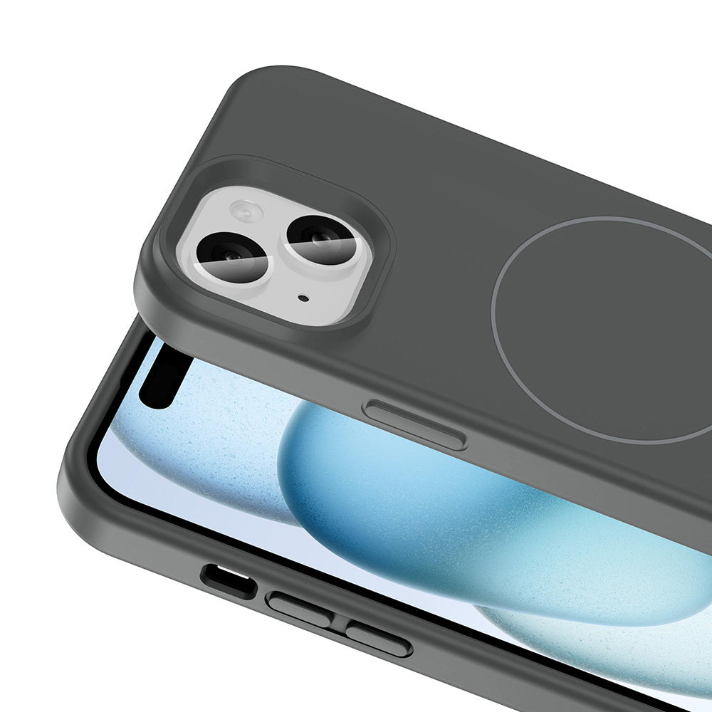 Apple iPhone 14 Kılıf M-safe Şarj Özellikli Sıvı Teknolojili Silinebilir Sert Zore Kivi Kapak Siyah