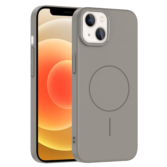Apple iPhone 14 Kılıf M-safe Şarj Özellikli Zore Ruby Sert Kapak Gri