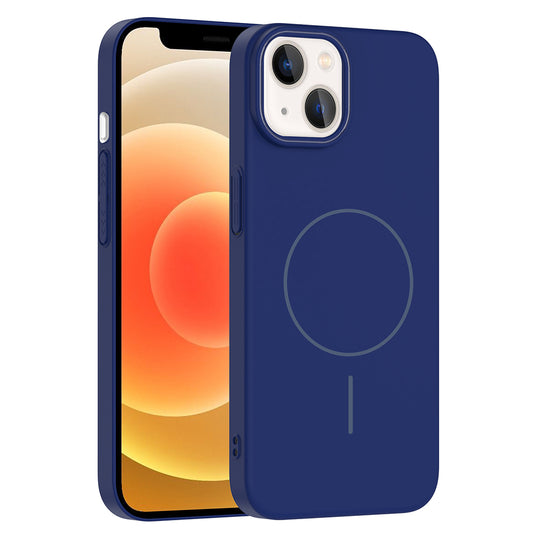 Apple iPhone 14 Kılıf M-safe Şarj Özellikli Zore Ruby Sert Kapak Lacivert